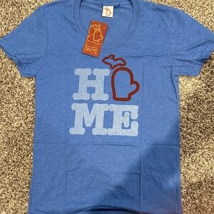 Blue Michigan The Mitten State HOME graphic tee